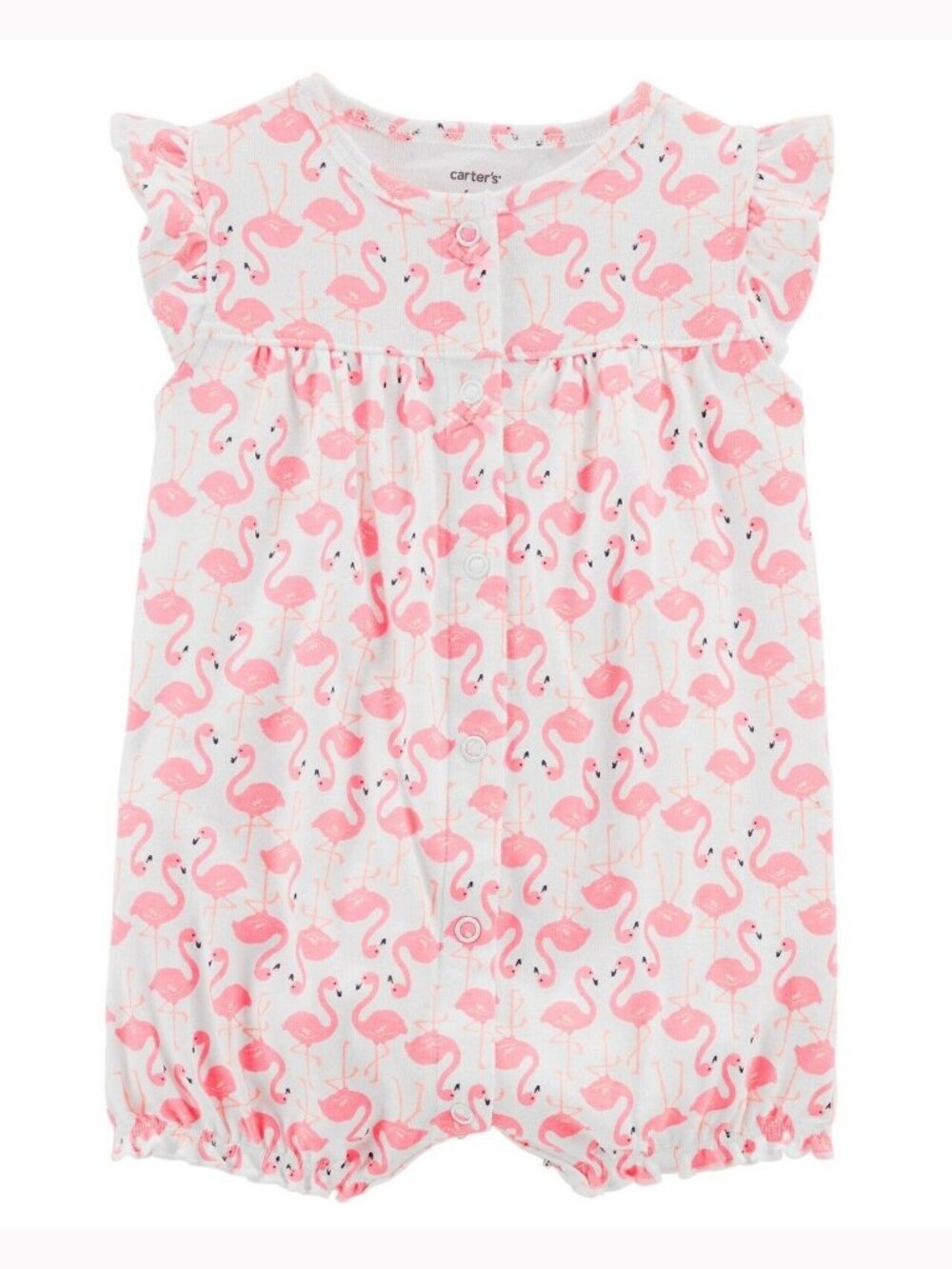 Baby Girl One Piece Bubble Romper Bodysuit Outfit White Pink Flamingos 9m